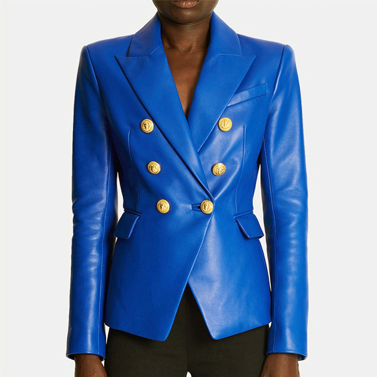 women's suit-style leather jacket