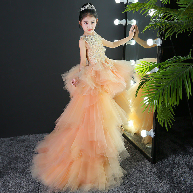 Evening dress for girls with princess train