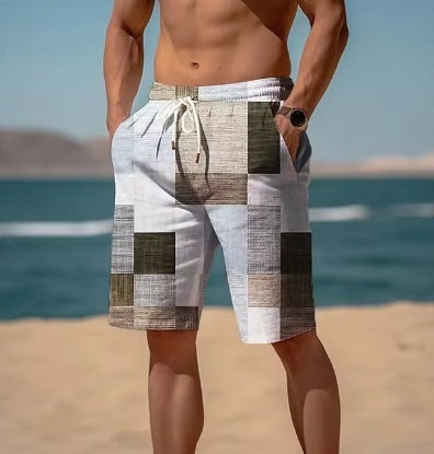 Neue Sommer-Atmungsaktive Hawaiianisch Bedruckte Karierten Herren-Shorts