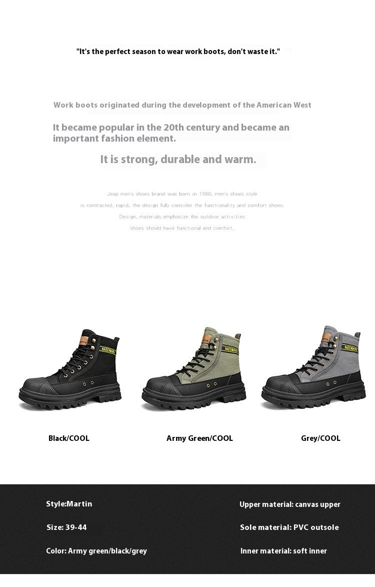 Herren Motorradstiefel – Dicke Sohle, Canvas-Stil für Freizeit und Arbeit