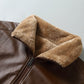Men's leather jacket with lapels and fleece lining