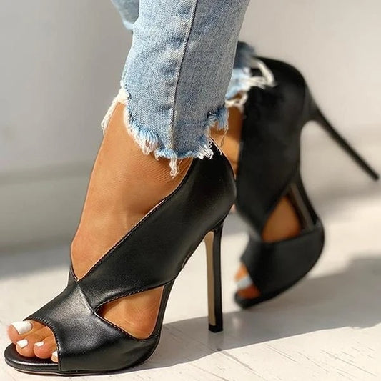 Sexy high-heel sandals – elegant women's shoes with cut-out design and fine heel