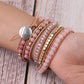 Pulsera Wrap de Cuarzo Rosa – Estilo Boho con Piedra Natural
