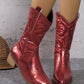 Damen Westernstiefel – Chunky Heel mit Spitzem Zeh und Metallic-Finish