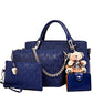 Modische Koreanische Damen-Handtasche – Präge-Design mit Vierteiligem Set