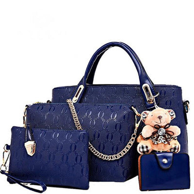 Modische Koreanische Damen-Handtasche – Präge-Design mit Vierteiligem Set