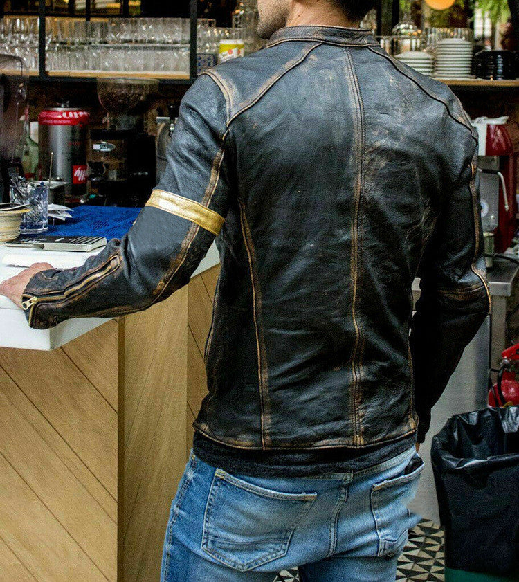 Punk Motorcycle Leather Jackets for Men