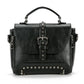 Vintage Damen-Leder Crossbody Handtasche – Stilvolle Tasche mit Nieten und Klappenfach