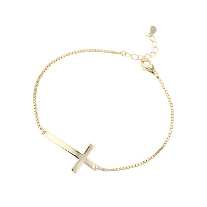 Pulsera Cruzada Chapada En Oro 18K
