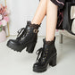 Elegant lace-up ankle boots with square heel – stylish and comfortable for women