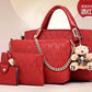 Modische Koreanische Damen-Handtasche – Präge-Design mit Vierteiligem Set