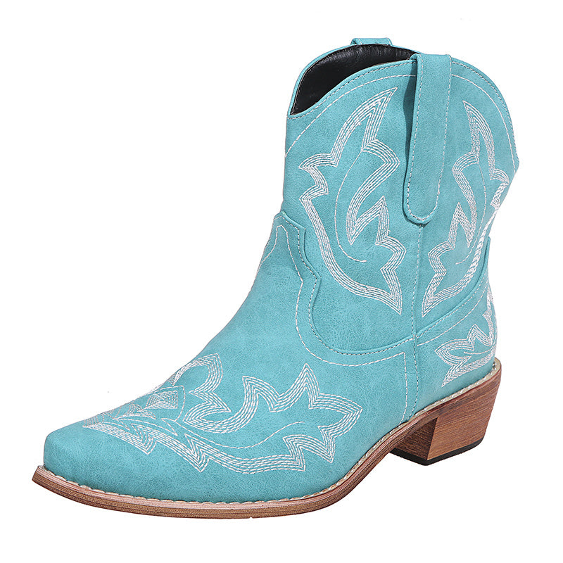 Women's Cowboy Boots - Embroidered Western Wedge Boots