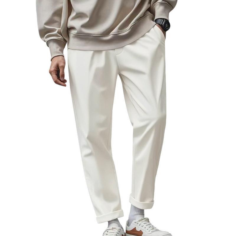 Men's Loose Comfortable Quick-drying Waist-tied Casual Business Pants in Solid Color