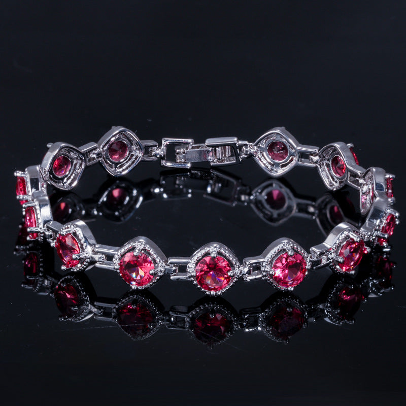 Elegantes Strass-Ketten Armband in Weißgoldfarbe mit Funkelnden Kubischen Zirkonien für Damen