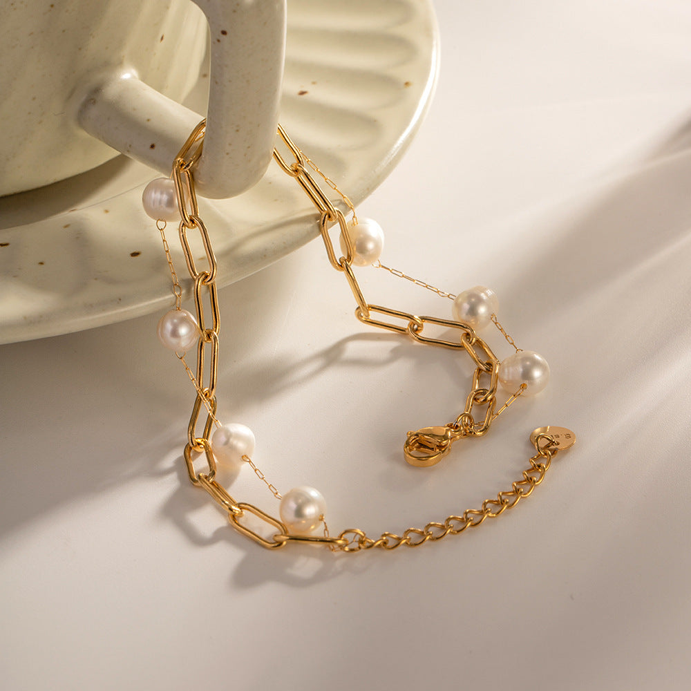 Französisches Elegantes Armband – Damen Süßwasserperlen-Armband
