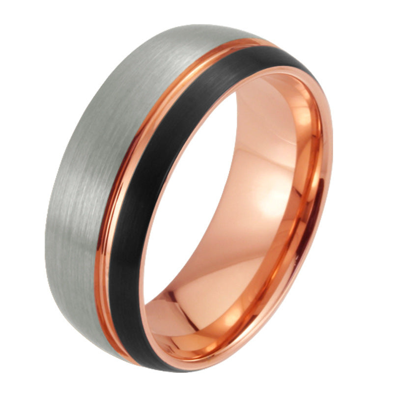 Herren-Tungsten-Goldring – Breites Design in Roségold-Optik
