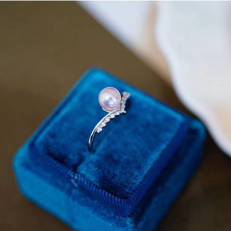 Damen 18K Gold und Diamant V-förmiger Mode Einfacher Ring