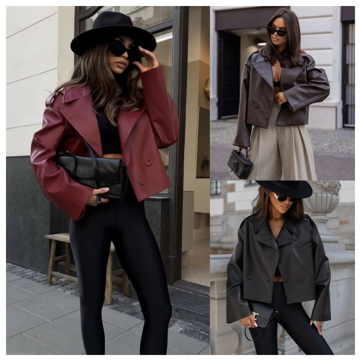 Damen-Retro-Lederjacke im modischen Design
