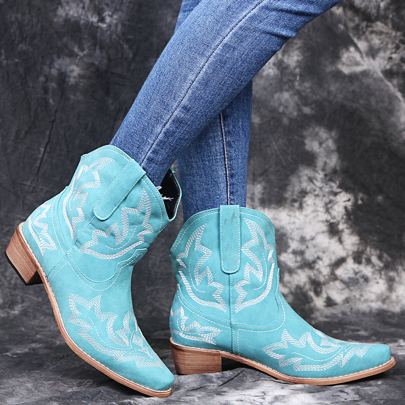Women's Cowboy Boots - Embroidered Western Wedge Boots