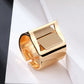 Wide Edge Gold Plated Bracelet with Geometric Buckle – Shiny and Modern 