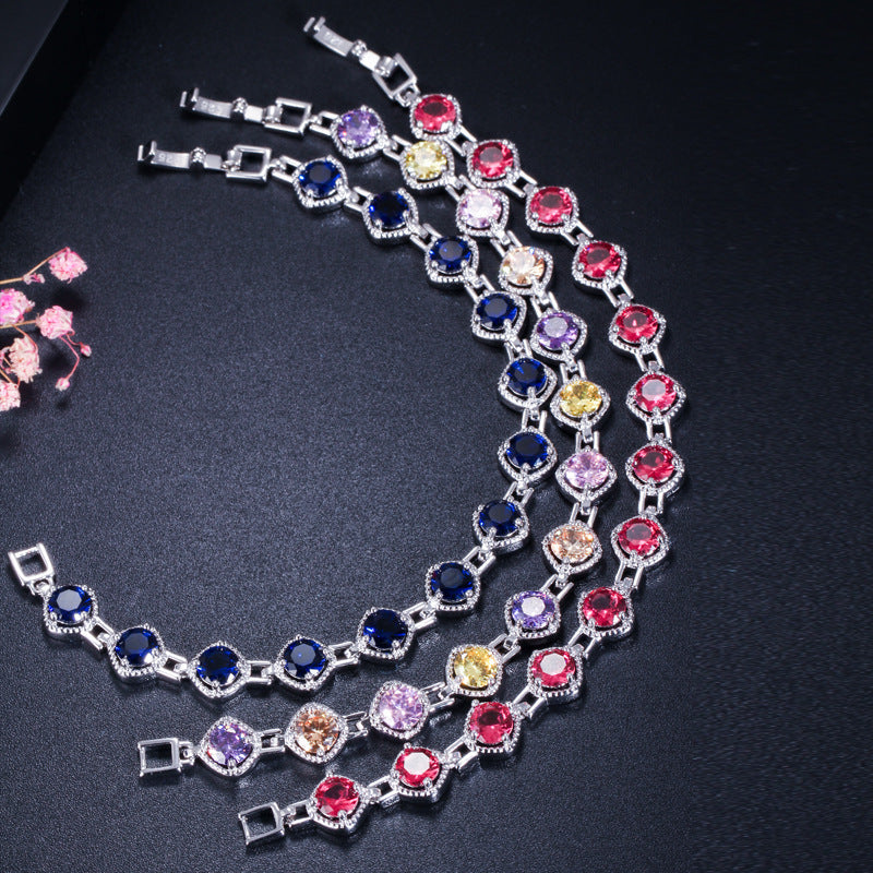 Elegantes Strass-Ketten Armband in Weißgoldfarbe mit Funkelnden Kubischen Zirkonien für Damen