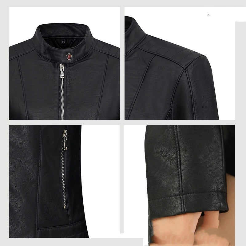 women's locomotive-style leather jacket
