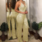 Damen Jumpsuit mit Trägern und Goldprägung