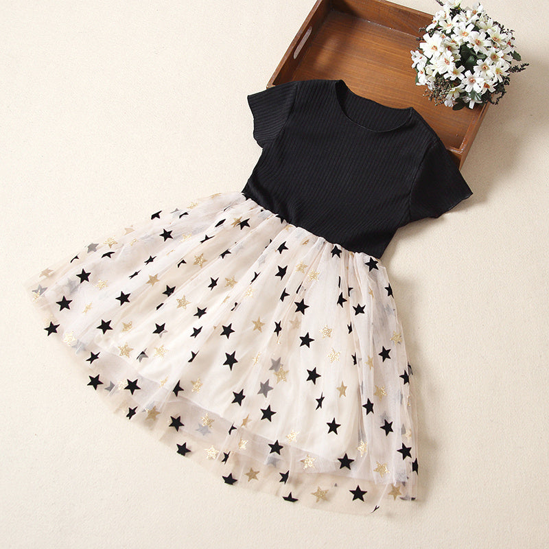 Sommerkleid für Mädchen im ausländischen Stil mit kurzen Ärmeln