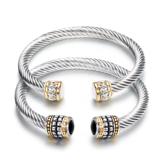 Zweifarbiger Vintage Gold Bangle-Armband