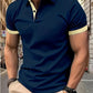 Polo 3D de color liso con solapas, manga corta, casual y suelto para hombre.