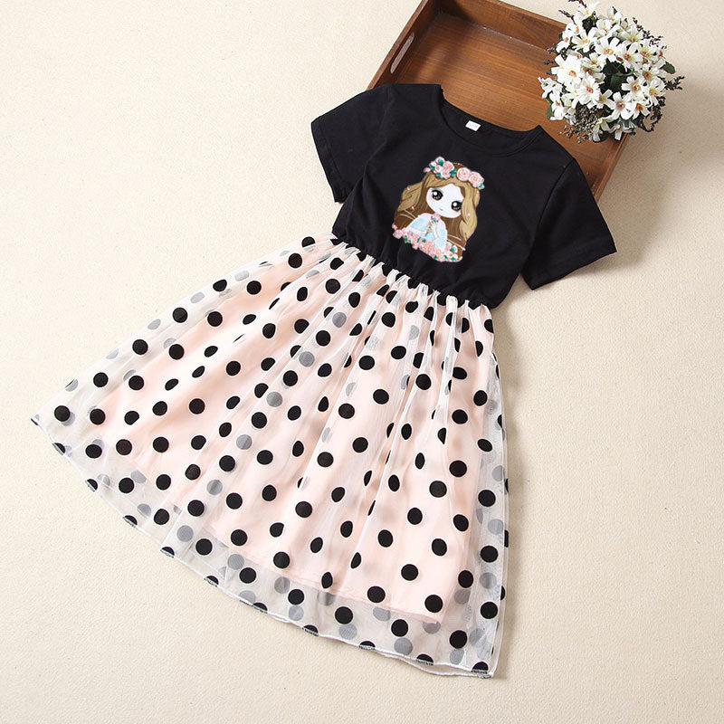Sommerkleid für Mädchen im ausländischen Stil mit kurzen Ärmeln