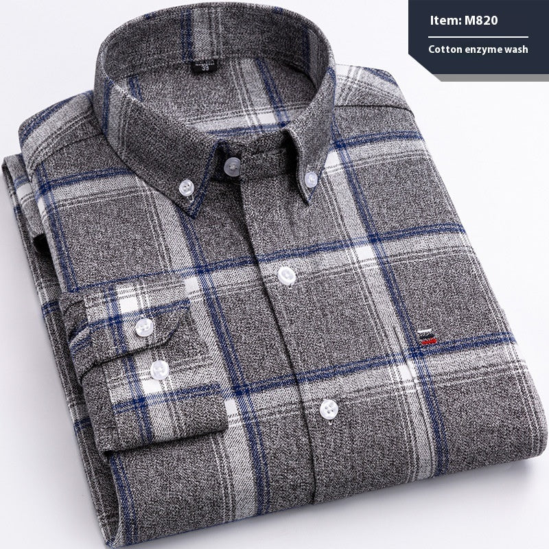 Baumwoll-Langarmhemd mit Karomuster, Business, Slim Fit