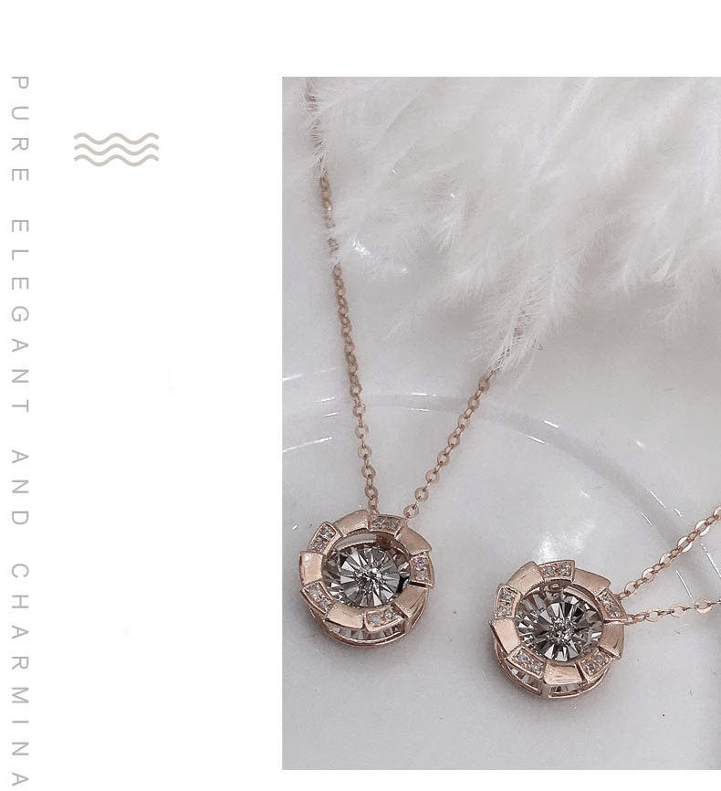 Roségold Pulsierendes Herz Diamant Anhänger Klavikula Kette