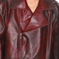 Damen-Motorradjacke aus Leder mit Stehkragen