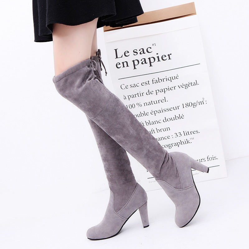Women's Overknee Boots with High Heel - Stylish and Elegant for Autumn and Spring