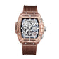 Transparent men's watch with skeleton design