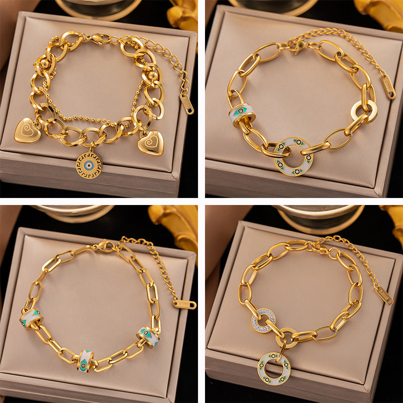Pulsera de acero de titanio: simple, elegante y chapada en oro con acabado lacado 