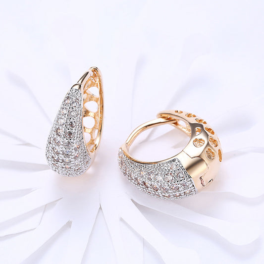 Accesorios de clip para oreja con circonita y oro K con diamantes abiertos