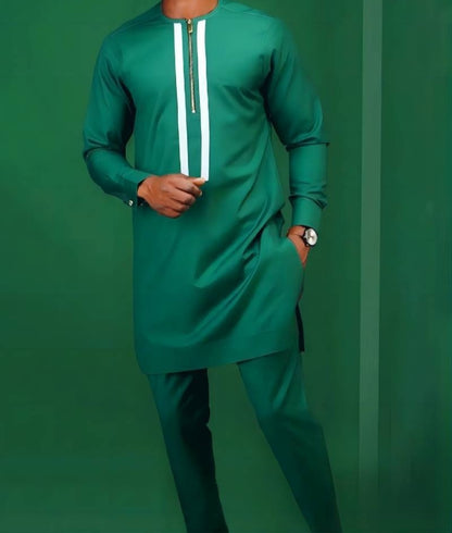 African Men's Suit Digital Top and Pants 2 Piece Set