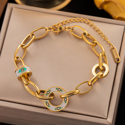 Pulsera de acero de titanio: simple, elegante y chapada en oro con acabado lacado 