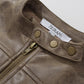 Retro short jacket for women with a narrow stand-up collar made of faux suede