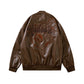 PU Faux Leather Loose Baseball Jacket for Men and Women