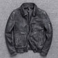 Thick leather jacket in casual style, in used look