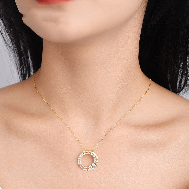 18K Gold Roségold Diamant-Halskette Rund