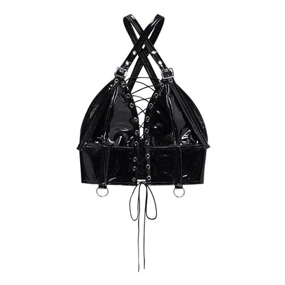 Women's Dark Style PU Strappy Suspender Top – Fashionable and edgy