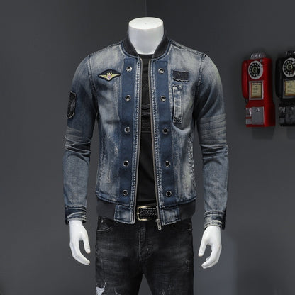 Stehkragen Herren-Fluganzug Denimjacke Herrenjacke