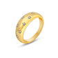 18K Vergoldeter Zirkonia-Ring aus Titanstahl – Geometrische Eleganz für Damen