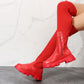 Botas Largas Zapatos de Invierno para Mujer Botas Altas hasta la Rodilla con Cremallera Lateral a la Moda