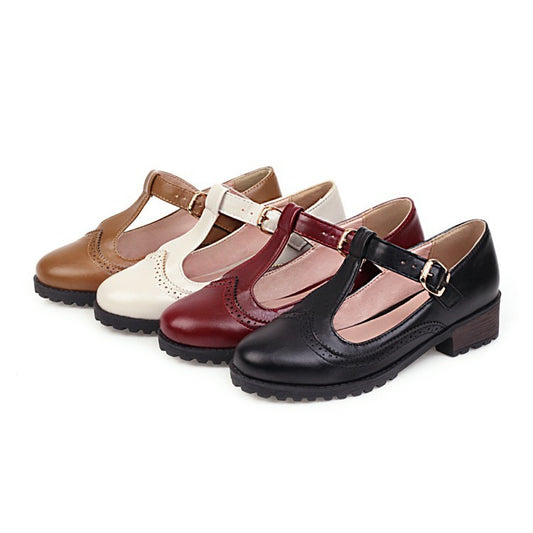 Women's T-strap shoes in college style - elegant, comfortable and versatile