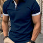 Polo 3D de color liso con solapas, manga corta, casual y suelto para hombre.